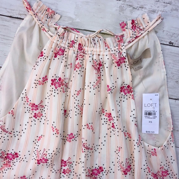 LOFT- Floral Dot Tie Back dress - Picture 3 of 4